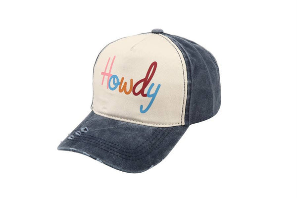 Ladies HOWDY Themed Adjustable Baseball CAP Hat: Blue
