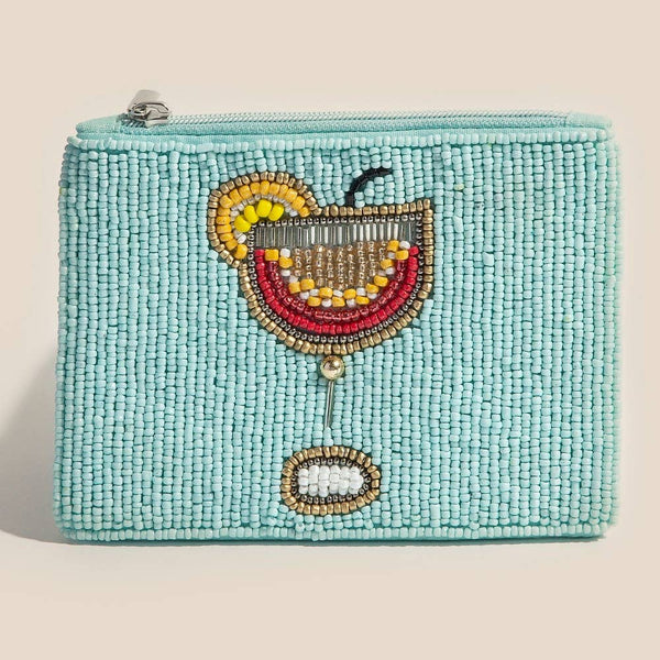 Margarita Glass Seed Beaded Coin Purse: MULTI