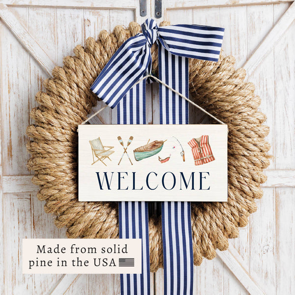 Lake Icons Welcome Twine Sign | Lake Decor | Door Sign
