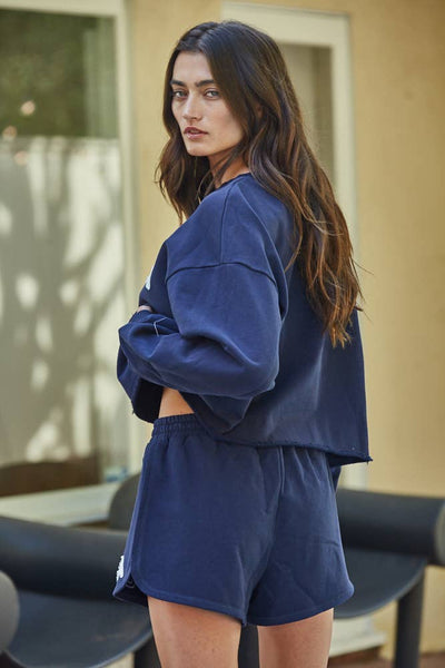 Knit Cotton Crew Pullover with USA Patch