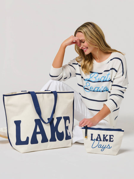 "LAKE DAYS" ZIP POUCH,IVORY