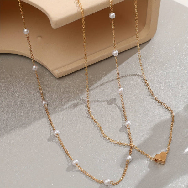 18K STAINLESS STEEL TARNISH FREE LAYERED NECKLACE | 40NK9436: Gold