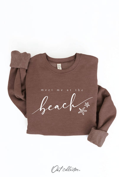 MEET ME AT THE BEACH Graphic Sweatshirt: LIGHT BLUE / XL