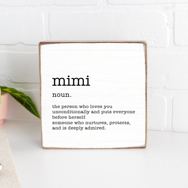 Mimi Definition Block Sign | Wooden Decor | Shelf Decor