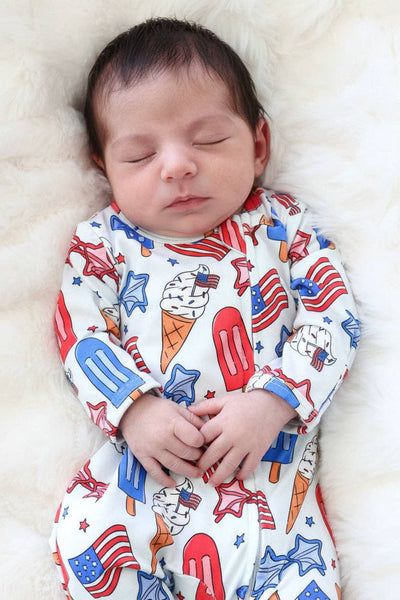 Zipper Footie | Red, White & Cool: 0-3 months