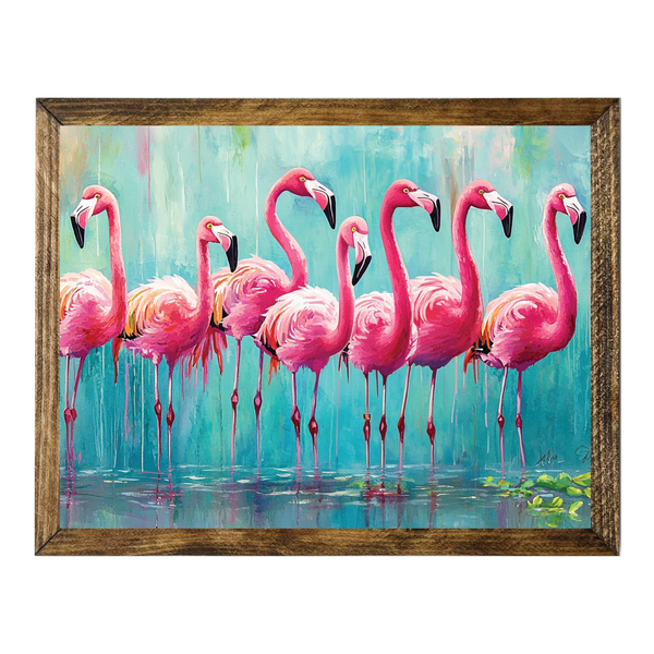 ARTISTIC SERIES TIMBERLAND- FLAMINGO FAMILY: 9"x11"