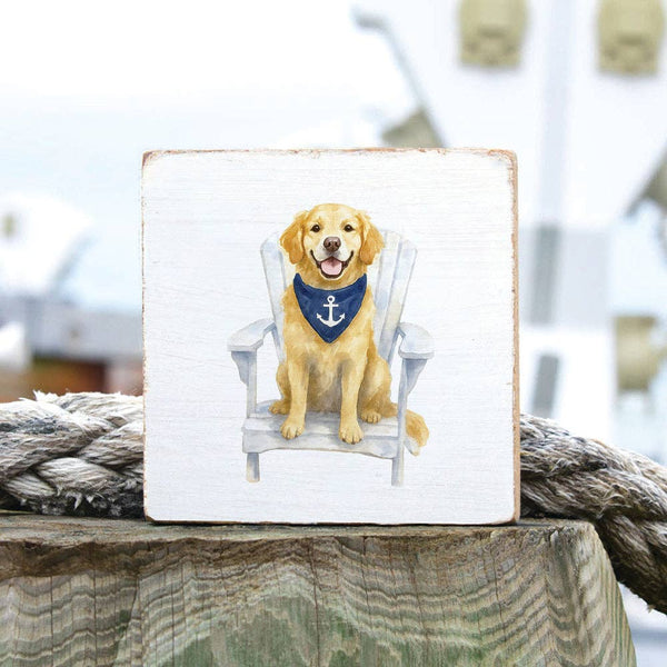Coastal Dog Block Sign | Wooden Decor | Dog Decor