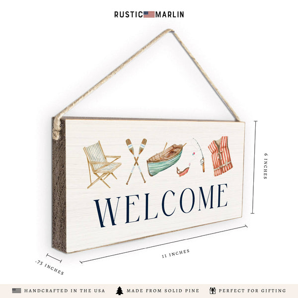 Lake Icons Welcome Twine Sign | Lake Decor | Door Sign