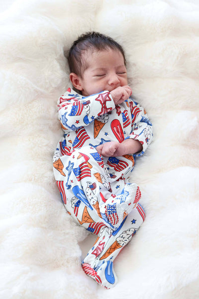 Zipper Footie | Red, White & Cool: 0-3 months