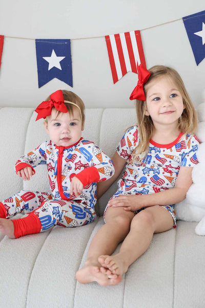 Convertible Zip Romper | Red, White & Cool: 6-12 months