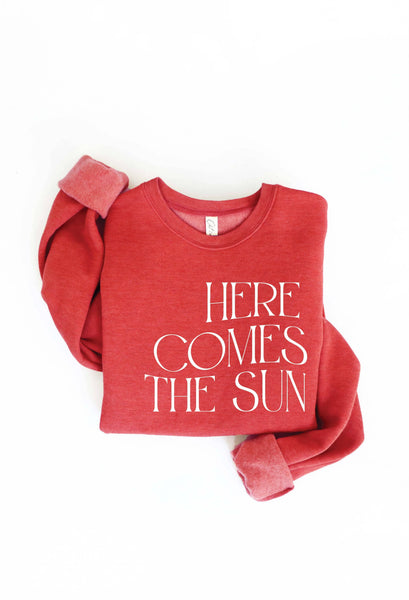 HERE COMES THE SUN Graphic Sweatshirt: MAUVE / L
