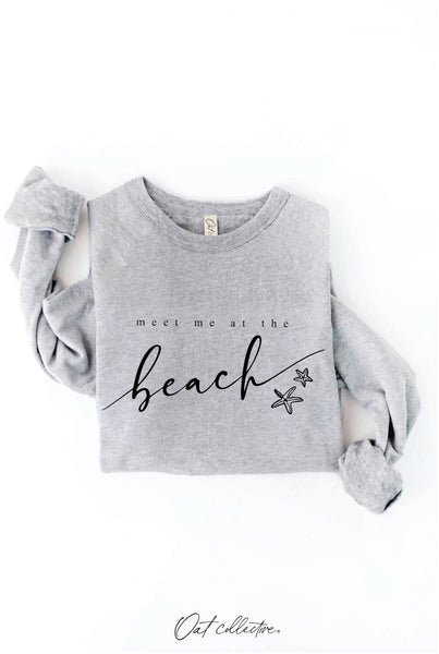MEET ME AT THE BEACH Graphic Sweatshirt: LIGHT BLUE / L