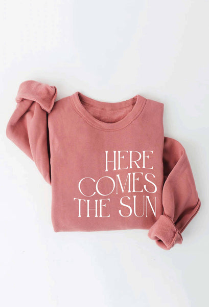 HERE COMES THE SUN Graphic Sweatshirt: MAUVE / XL