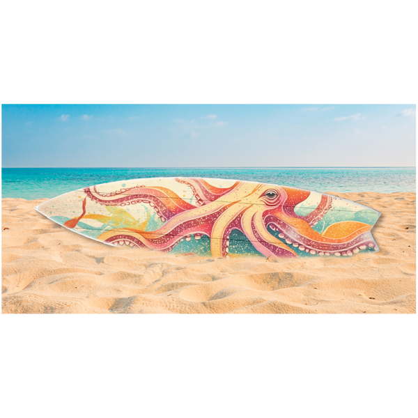 SURF BOARD WALL ACCENT COLORFUL OCTOPUS ART