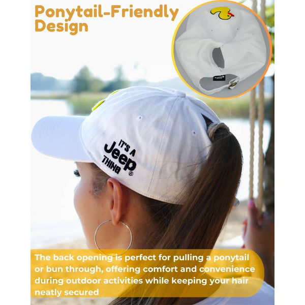 Hat - Jeep Chino Twill Ponytail with Chenille Duck Patch: Black