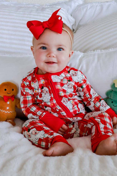 Christmas Bamboo Convertible Zipper Romper | Cozy Claus: 12-18 Months