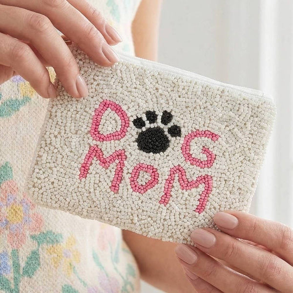 Seed Beaded Dog Mom Coin Purse: MULTI