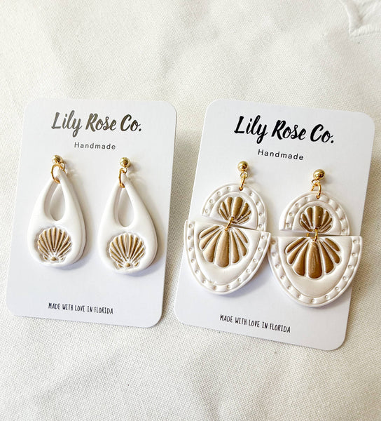 White Beach styles / women earrings / Coastal : Long Tear Drop