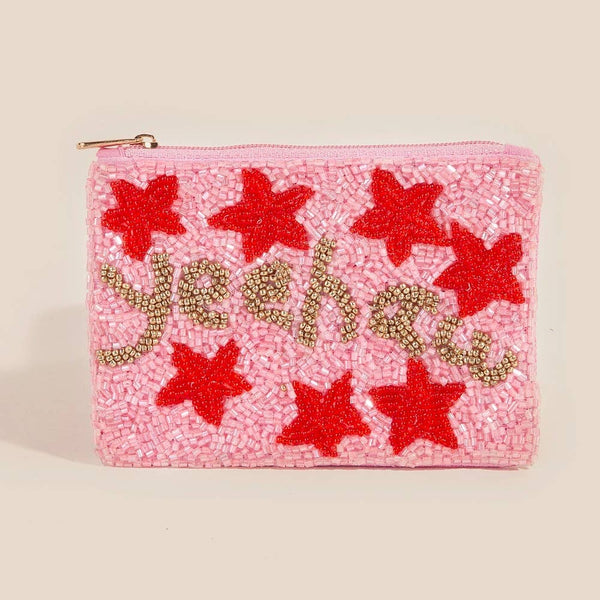 Yeehaw Stars Seed Beaded Coin Purse: MULTI