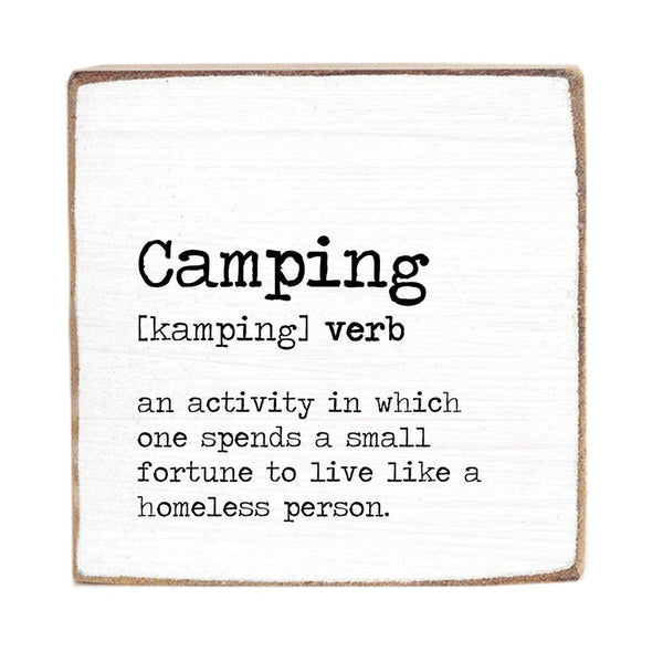 Camping Definition Block Square | Camping Decor | Wood Sign