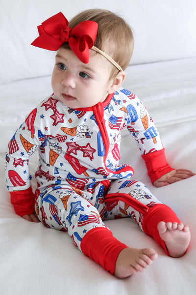 Convertible Zip Romper | Red, White & Cool: 12-18 months