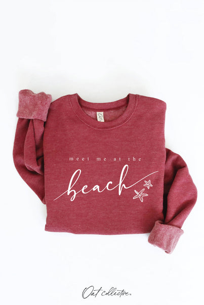 MEET ME AT THE BEACH Graphic Sweatshirt: LIGHT BLUE / M