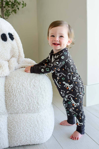Halloween Glow-in-the-Dark Convertible Bamboo Zip Romper | Eye Want Candy: 12-18 months