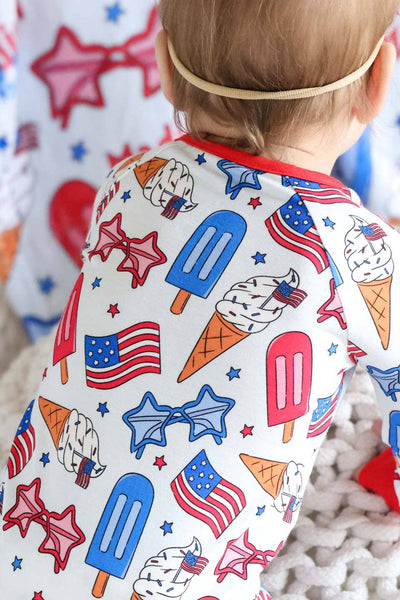 Convertible Zip Romper | Red, White & Cool: 0-3 months