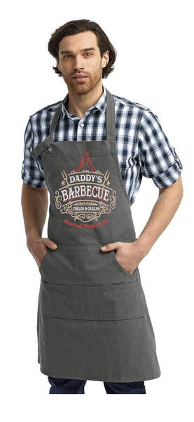 Chef Apron, Funny Apron for Men, Cooking Gifts for Men, with Pockets,Grilling, Baking, BBQ, Cooking Apron: Black / Daddy's Grillin Logo