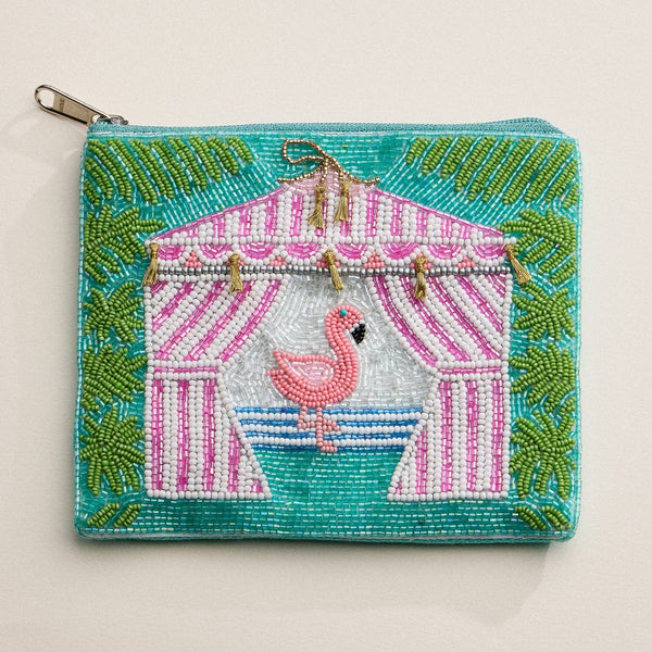 Tropical Flamingo Beaded Clutch | Summer Cabana Motif: MT / ONE