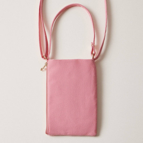 Seed Beaded Tropical Crossbody Phone Bag | Multifunctional Zipper Bag: Tropical Leaf in Pink
