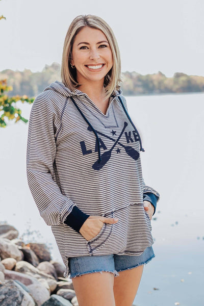 Lake Paddles Stripe Weekender Hoodie: M