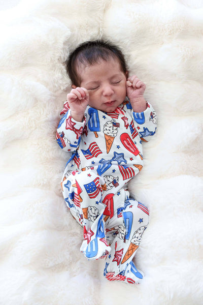 Zipper Footie | Red, White & Cool: 3-6 months