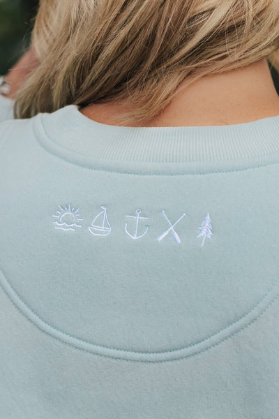Sanded Fleece Boyfriend Crew Neck Sweatshirt in Surf: M