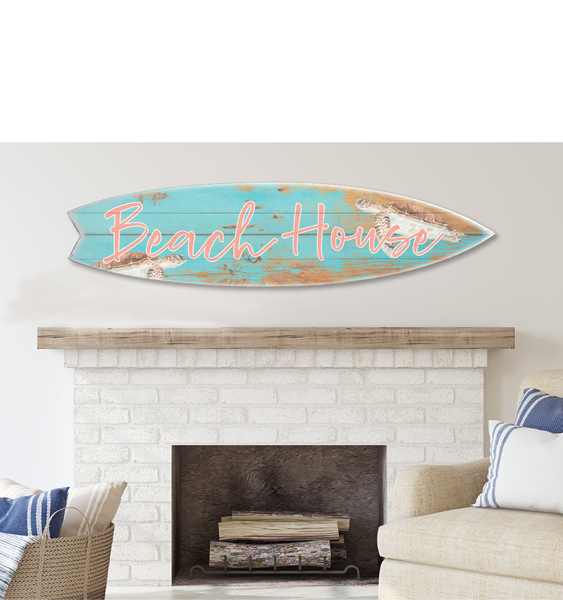 SURF BOARD WALL ACCENT BEACH HOUSE WITH SEA TURTLES