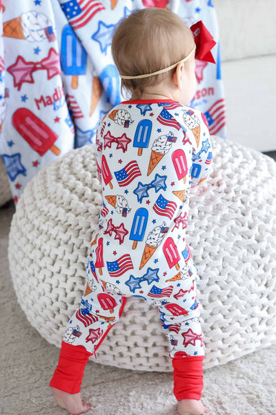 Convertible Zip Romper | Red, White & Cool: 6-12 months