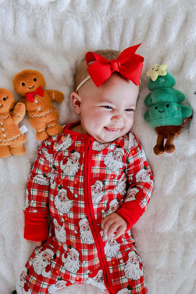 Christmas Bamboo Convertible Zipper Romper | Cozy Claus: 0-3 Months