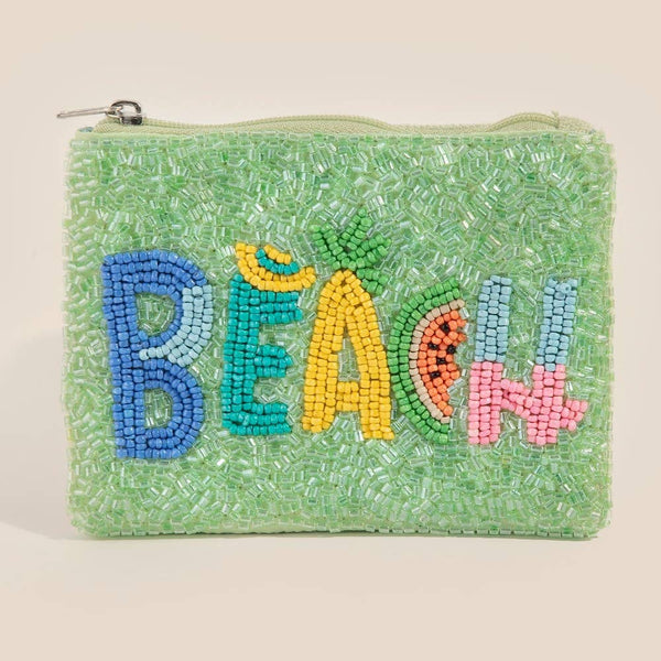 Vibrant Beach Seed Beaded Coin Purse: MULTI
