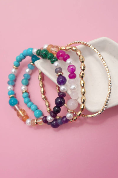 MULTI COLORED GLASS BEADED BRACELET | 40B5216: MULTI