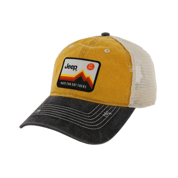 Hat - Jeep Have Fun Out There Patch Garment Washed Trucker: Navy