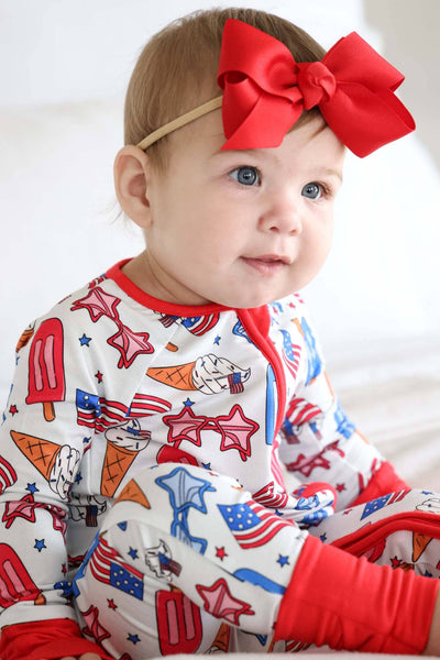 Convertible Zip Romper | Red, White & Cool: 0-3 months