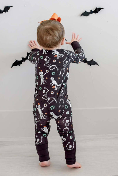 Halloween Glow-in-the-Dark Convertible Bamboo Zip Romper | Eye Want Candy: 12-18 months