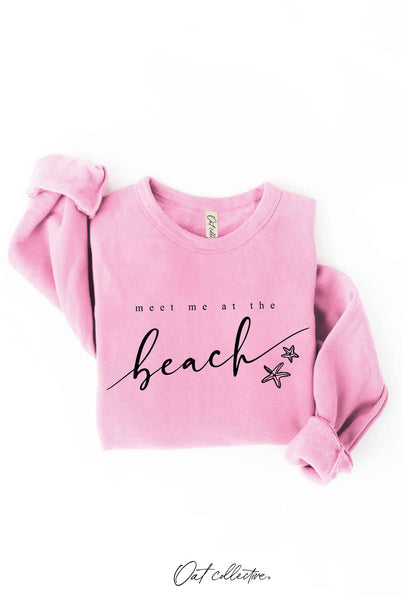 MEET ME AT THE BEACH Graphic Sweatshirt: LIGHT BLUE / XL