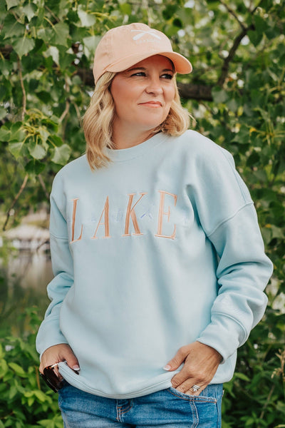 Sanded Fleece Boyfriend Crew Neck Sweatshirt in Surf: M