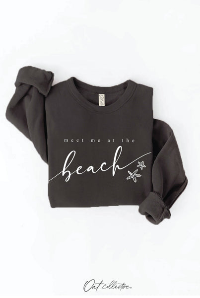 MEET ME AT THE BEACH Graphic Sweatshirt: LIGHT BLUE / M