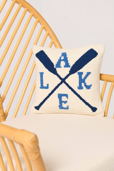 LAKE/OARS PILLOW,WHITE