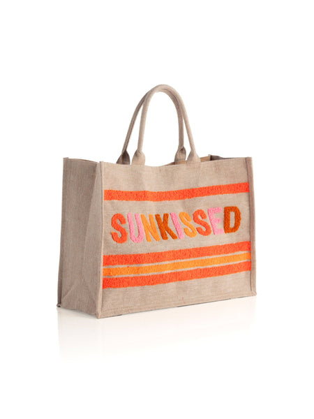 "SUNKISSED" BEACH BAG, NATURAL