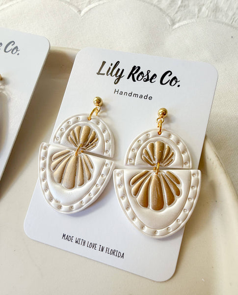 White Beach styles / women earrings / Coastal : Two tier