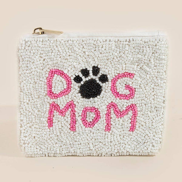 Seed Beaded Dog Mom Coin Purse: MULTI