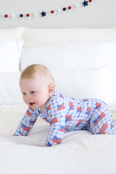 Bamboo Waffle Zipper Footie | Star-Spangled Picnic: Newborn